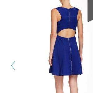 Trina Turk modern/classic royal blue cut out back dress